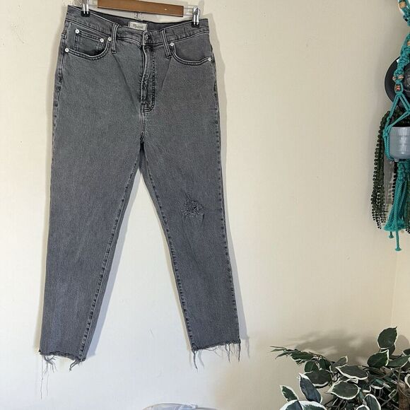 Madewell Perfect Vintage Straight Jeans 30 Faded Black Gray Raw Hey Distressed - Picture 7 of 7